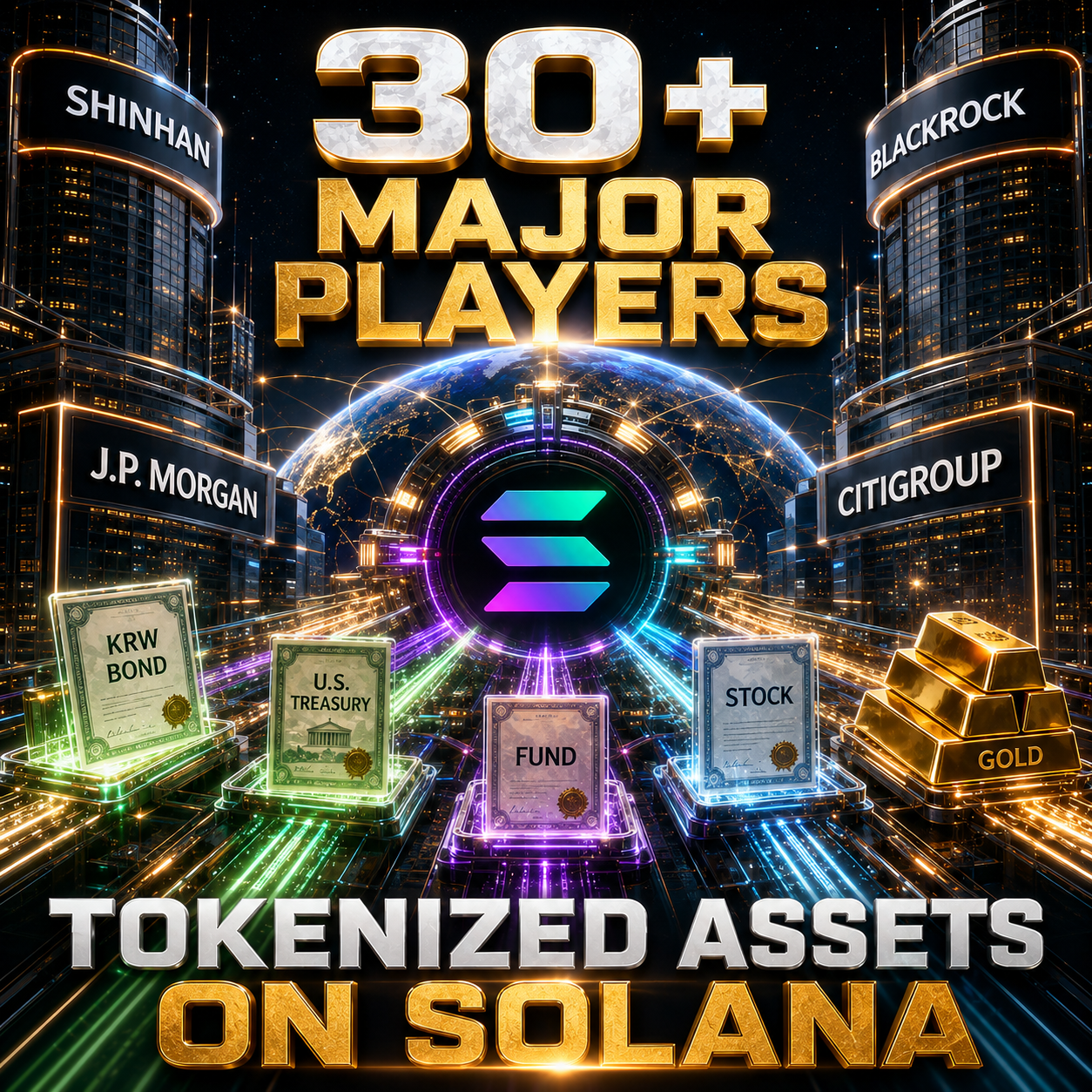 SHINHAN, BLACKROCK, J.P. MORGAN, CITIGROUP… MORE THAN 30 MAJOR PLAYERS ARE BRINGING TOKENIZED ASSETS TO SOLANA