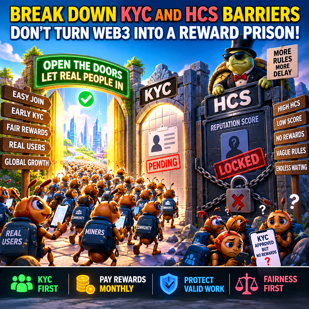 🐢 BREAK DOWN KYC AND HCS BARRIERS – DON’T TURN WEB3 INTO A REWARD PRISON!